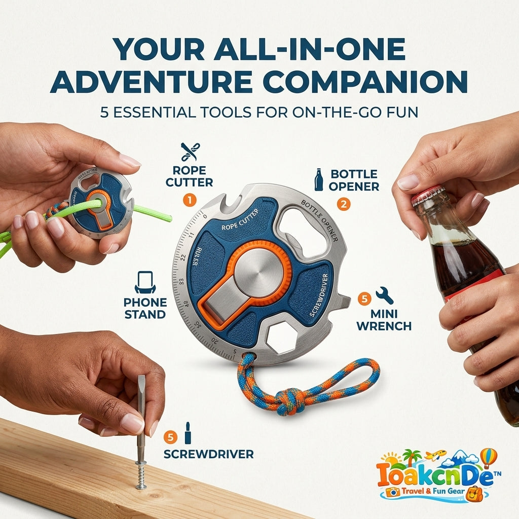 IoakcnDe™ 7-in-1 EDC Multi-tool Fidget Spinner – All-in-One Pocket Survival Tool with Bottle Opener, Rope Cutter, Screwdriver, Mini Wrench & Ruler – Versatile Camping Gear & Tech Gift for Men