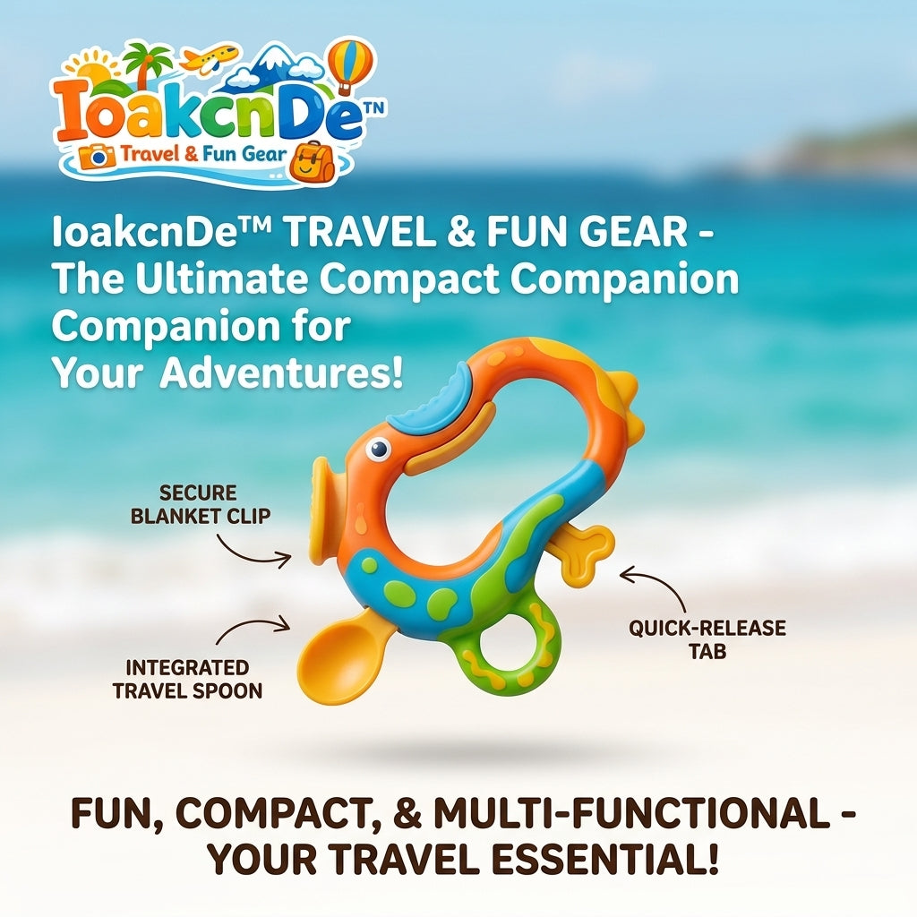 IoakcnDe™ 3-in-1 Baby Travel Essential - Multi-functional Portable Blanket Clip with Integrated Feeding Spoon & Quick-Release Tab - Compact & Lightweight Diaper Bag Must-Haves for Travel & Outdoor Adventures