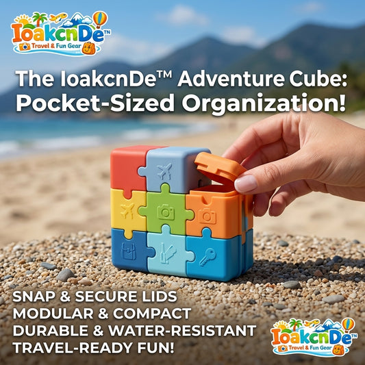 IoakcnDe™ Adventure Cube - Modular Interlocking Travel Organizer | Waterproof Pocket-Sized Storage Case for Jewelry, Pills, SD Cards & Small Essentials | 9-Piece Customizable Grid System